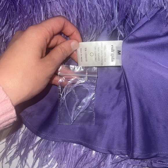 CULT GAIA Raisa Silk Ostrich Feather Backless Gown in Lilac Purple, size medium - Picture 7 of 8